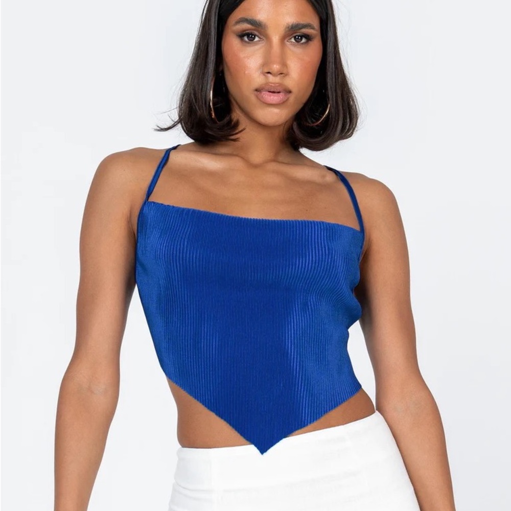 Princess Polly Julia Plisse Top Blue